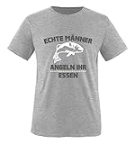 Comedy Shirts - Echte Männer Angeln Ihr Essen. - Herren T-Shirt - Graumeliert/Weiss-Grau Gr. XL