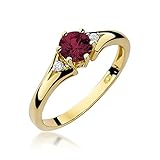 Damen Ring 585 14k Gold Gelbgold echt Rubin Edelstein Diamanten B