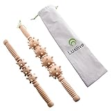 Luxilive Premium Faszien-, Cellulite- und Muskelmassagegerät mit zwei Stäbchen – Holz-Roller gegen Cellulite und Musk