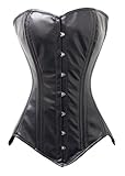 luvsecretlingerie Damen Taillentraining Schwerlast Doppelt Stahl Knochen Vollbrustkorsett Korsett Steampunk Gothic Kunstleder Corsage #8151-FL