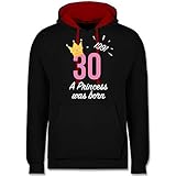 Shirtracer Geburtstagsgeschenk Geburtstag - 30. Geburtstag Mädchen Princess 1991-4XL - Schwarz/Rot - Geburtstag - JH003 - Hoodie zweifarbig und Kapuzenpullover für Herren und D