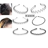 6 Stück Unisex Metall Haarband, Schwarz Spring Wave Haarband, Rutschfestes Elastisches Stirnband Haarbänder Haarreifen Haarschmuck Stirnband Zubehör für Outdoor Sports Yog