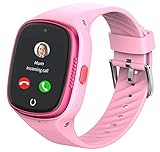 Smartwatch für Kinder mit GPS 4G WIFI LBS Wasserdichter WhatsApp Videoanruf Chat SOS Echtzeit Position Schrittzähler Deaktivieren in der Klasse Kompatibel mit Android und IOS für Jungen Mädchen (Rosa)