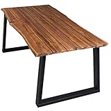 Tidyard Esstisch Holztisch Terrassentisch Gartentisch Gartenmöbel Tisch mit Naturkante170x90x75 cm Massivholz Ak