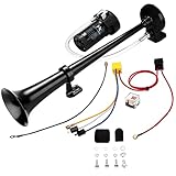 12V 150db 18-Zoll Hupe Luft Horn, Lufthorn Drucklufthorn auto Horn mit Kompressor für alle 12V Autos und boote, PKW LKW Lörries Züge Booten Cars Vans Motorrädern(Schwarz)