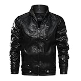 RMBLYfeiye Herren Lederjacke,Mode Bikerjacke Kunstleder Militär Jacke Mode Herrenjacke Stylisch Übergangsjacke Vintage Bomberjacke Herbst Winter Casual Freizeitjacke mit Reiß