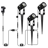 AIMHEIM 3er-Set LED Gartenbeleuchtung mit Erdspieß, 3W Gartenleuchte mit Stecker, 1080LM, P65 Wasserdicht Gartenleuchten Gartenstrahler Außen Strahler Warmweiß für Garten, Terrasse, Pflanzen, Weg