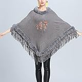 DYXYH Frauen Winterschal Plus Größe Muster Pullover Poncho Cape Langes Dreieck Lose Pullover (Color : Gray, Size : One Size)