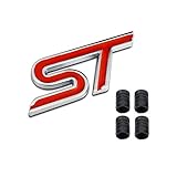 Dsycar 3D Metall ST Logo Auto Abzeichen Emblem Aufkleber + 4 Stücke Rändelte Stil Mit Kunststoff Kern Ventilkappen für Universal Car Styling Dekorative Zubehör (#3)