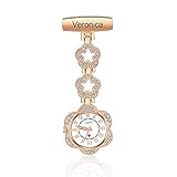 Albertband Personalisierte Krankenschwesteruhr Krankenschwester Taschenuhren mit Namensbrosche Tragbare Krankenschwesteruhr Digitales Quarzwerk Taschenuhr für Weihnachten Muttertag (Rose1)