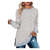 GFGHH Damen Langarm Lose Bluse Longsleeve Hemd Longshirt Longbluse Langarmshirt Damen Tops Rundhals Freizeit T Shirts Blusen Sweatshirts Tunika für den Winter Pullover Oberteile Bluse Tunika B
