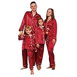 Weihnachts Pyjama Couple Kuschelig Einfarbig Weihnachtspyjama Familie Set Schlafanzug Lang Winter Damen Herren Kinder Nachtwäsche Nachthemd Hausanzug Schlafanzüge Family Sleepwear S