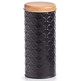 Zeller Scandi Vorratsbehälter, hoch runder Bambusdeckel, schw