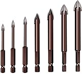 Efficient Universal Drilling Tool - Fliesenbohrer Glasbohrer Set,Triangel Legierung Bohrer Sets,Steinbohrer Multifunktionale Lochsäge Spiralbohrer,für Fliesen,Holz,Porzellan,Keramik,Glas (7PCS)