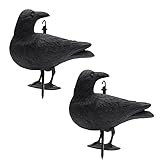 Flanacom 2X Kunststoff Rabe als Vogel-Abwehr/zuverlässige Tauben-Abwehr - Tauben-Schreck Set für Garten oder Balkon - schützt zuverlässig gegen lästige Klein-Vögel - endlich zur Ruhe kommen (2X Rabe)