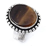 New Yearl Brown TIGER'S AUGENRING Größe 7 US SIMULIERT Edelsteine ??in bester Qualität Sterling Silber beschichteter Schmuck Art.-N