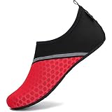 Herren Schwimmschuhe Weiche Bequeme Strandschuhe für Frauen Schnell Trocknend Anti-Rutsch Surfschuhe Sommer Badeschuhe Erwachsene Water Shoes, Rot 38/39