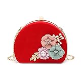 ileibmaoz Abendtasche Damen Clutch Half Moon Damen Abendtaschen Blume Niedlichen Stil Party Tag Clutch Mit Blatt Golden Pearl Geldbörse Mini (Maxlength