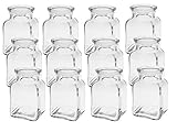24 Stück Quadratisch Mini Vasen Glasfläschchen kleine Dekoflaschen Flasche Väschen Vase Glasflaschen Blumenvase (24 Stück)