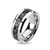 Tapsi´s Coolbodyart® Unisex Ring Titan silberschwarz Carbon Inlay 60 (19)
