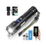 LED Taschenlampe, Extrem Hell 10000 Lumen USB Aufladbar Taschenlampen mit COB Arbeitsleuchte,IPX65 Wasserdicht 7 Modi Zoombar Tragbarer Taktische Taschenlampe für Camping Wandern Notfälle (26650 Akku)