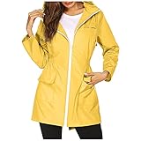 Orgrul Regenjacke Damen, 100% Wasserdicht, Atmungsaktiv Regenmantel Travel Regen Poncho Regen Zubehör für Damen Herren Regenbekleidung Regencape für Wandern Radfahren Camping Reisen 2555 (L, Gelb)