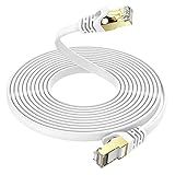 20m CAT 7 Netzwerkkabel Flach 10 Gbits - Ercielook Gigabit RJ45 Ethernet Kabel - LAN Kabel Patchkabel - 1000 Mbits Glasfaser Geschwindigkeit - Flachbandkabel Verlegekab