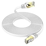 20m CAT 7 Netzwerkkabel Flach 10 Gbits - Ercielook Gigabit RJ45 Ethernet Kabel - LAN Kabel Patchkabel - 1000 Mbits Glasfaser Geschwindigkeit - Flachbandkabel Verlegekab