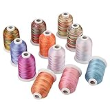 Simthread Multi-Farben Polyester Maschinen Stickgarn - 1,000 Meters, für Brother, Babylock, Bernette, Janome, Kenmore, Singer, W6 N 5000 Stickmaschine und Nähmaschine (12 Faben - MU)