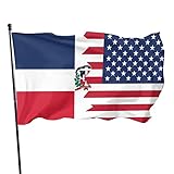 Wavin flag American Flag and Dominican Republic Flag Half Personalisierte horizontale Werbeflagge Werbefahne (ohne Fahnenmast) - flaggen Top Qualität 90 x 150 cm Flagg
