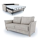 place to be. Schlafsofa 140 cm breit mit Bettkasten 2 Sitzer Sofa mit Schlaffunktion ausklappbar Bettsofa Gästebett Hellbraun M18609 mit Fleckschutz B