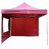 Nexos SM936153_SL01 Profi Faltpavillon Partyzelt Pavillon 3x3 m mit 4 Seitenteilen - hochwertige Ausführung - wasserdichtes Dach 270 g/m² + Tragetasche – Farbe: Burgund, R