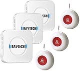 Daytech Wireless Mobiler Alarm Notruf Knopf Hausnotruf Funktioniert Pflegeruf Set mit Stecker Nach Europäischem Standard für Ältere Menschen 3 Sender und 3 Empfänger L