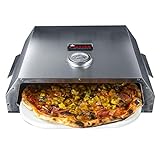 ACTIVA Pizza Box 2020, Edelstahl Pizzaaufsatz ca. 44,5 x 13 x 35,5 cm, BBQ-Pizzaofen mit Temperaturanzeige für Holzkohlegrills und Gasgrills, Pizzaofen mit Pizzastein ca. 33,5 x 27,5