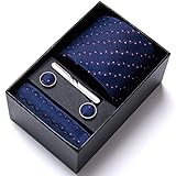BAJIE Herrenkrawatte Herren Seidenkrawatte Gras Gold Krawatten Blumenkrawatte Boutonniere Einstecktuch Manschettenknöpfe Set Hochzeitskrawatte Für Bräutigam 7,5
