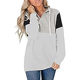 XUNN Damen Kapuzenjacke Mode Frauen Langarm Colorblock Reißverschluss Sweatshirt Mit Taschen Kapuze Coat Top