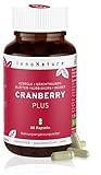 Natürliche Cranberry Plus Kapseln. Hochdosierter Komplex aus Cranberry, Acerola (Vitamin C), Bärentraubenblätter, Kürbiskern + Ingwer. Vegan + zertifiziert tiergeschützt hergestellt in DE, 60 Kap