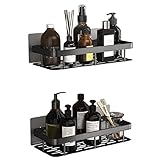 KKAAMYND Duschregal Duschablage Duschkorb Badezimmer Regal Space Aluminium Selbstklebend Ohne Bohren Bad Organizer Wandmontage Regal Bathroom Storage & Organisation 2 Tier Vereinfachte Reinigung