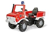 Rolly Toys rollyUnimog Fire Unimog (Feuerwehrauto für Kinder 3-8 Jahre, Zweigangschaltung, Flüsterlaufreifen) 036639