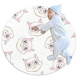 Niedliche Katzen Haustier Runde Kinderzimmer Teppich Boden Spielmatten Krabbelmatte Spieldecke für Kinderzimmer Dekoration Maschinenwaschbare Tepp