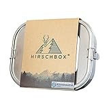 Hirschbox® Brotdose Premium Edelstahl - Verbesserte XL Edelstahl Frischhaltedose (1400ml) Metall Vesperdose +Trennwand – Auslaufsicher, Umweltfreundlich & BPA-frei. Für Kinder & Erw