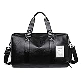 WANZPITS Sport Sporttasche, Herren- Und Damen-PU-wasserdichte Tragbare Reisetasche Yoga-Tasche Mit Schuhfach,Schw