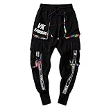 D-Rings Herren Hip Hop Hose Cargohose Mode üBergroßE Mit Weitem Bein Hose Mit Geradem Bein Herrenmode Plus Size Lose Jogginghose Hip Hop Hosen Mit Weitem Bein Gerade H