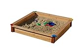 GASPO Sandkasten Classic Sandbox aus Holz einfaches Bausatzsystem, Natur, 130 x 130 x 20