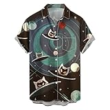 Briskorry Kurzarmhemden Herren Mode Schildkröten-Print Hawaiihemd Dünne Lässig Henley Shirts Arbeithemd Loose Atmungsaktiv Urlaub Strandhemd Regular Fit Frühling Sommerhemd Revers F