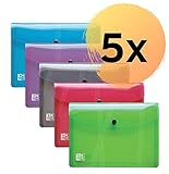 Oxford hawai Brieftaschen A5, aus Kunststoff, transparent, 5 Farben, 5er Pack