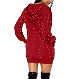 Weihnachten Kapuzenpullover Kleid Damen Lusting Ugly Drucken: Rundhals Langarm Knielang Kleider Winterkleid Casual Elegant Freizeitkleid Christmas Party Kostüm Weihnachtskleid Sexy Abendkleid Outw