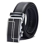 TANGCHAO Gürtel Herren Ledergürtel Ratsche Automatikschließe Business Anzug Gürtel 35mm Breit Schwarz Verbessertes Material 6-HEI-ZD 115CM