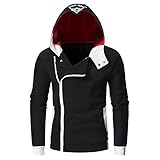 Styledress Herren Kapuzenpullover Sweatjacke Pullover Bedrucktes Hoodie Sweatshirt Men's Langarm Sweatshirt Hooded Pullover Hoodie mit Kapuze T-Shirt Herbst Winter (Schwarz, XL)