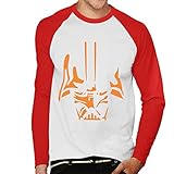 Star Wars Darth Vader The Sith Lord Orange Silhouetten Herren Baseball Long Sleeved T-Shirt Gr. XXL, Weiß/R